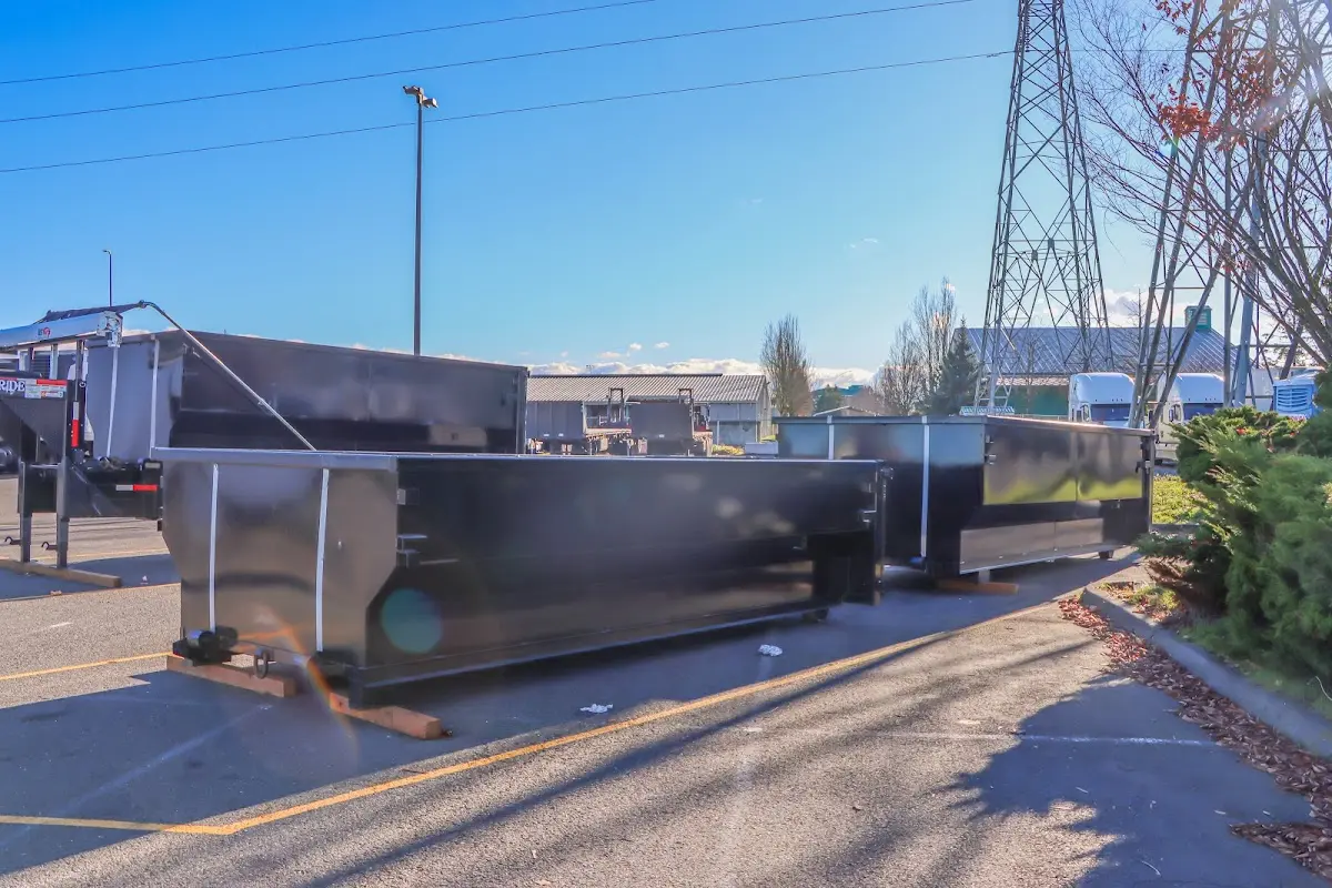 Roll-off dumpster ready for waste disposal at job site for Yard Waste Dumpster Rental in Lowes Island